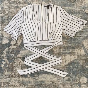 Striped Crop Top With Waist-Accentuating Strings